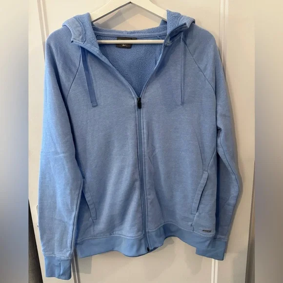 Athletic Works Light Blue Fleece Zip-Up Hoodie Cotton - Picture 2 of 7